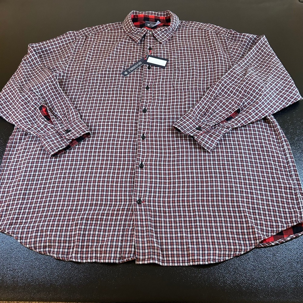 Cremieux Reversible Flannel Shirt‎ Plaid Button Up Long Sleeve Red Mens 3XB NWT